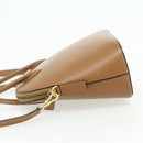 CELINE Hand Bag Leather 2way Brown Gold Auth 175201-3