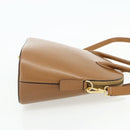 CELINE Hand Bag Leather 2way Brown Gold Auth 175201-4