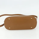 CELINE Hand Bag Leather 2way Brown Gold Auth 175201-5