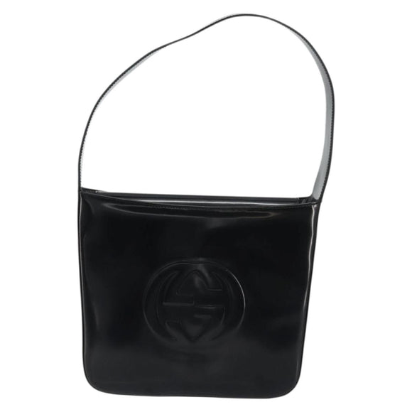 GUCCI Shoulder Bag Patent leather Black Silver 000 1046 0506 Auth 175203