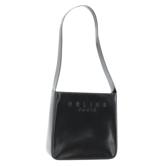 CELINE Shoulder Bag Patent leather Black Gold Auth 175204