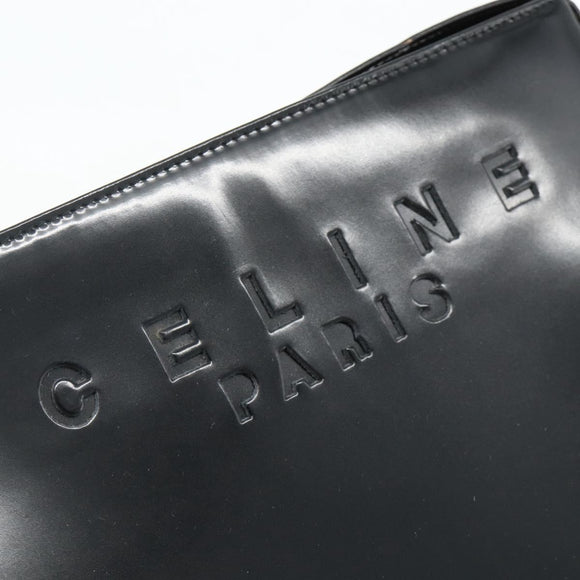 CELINE Shoulder Bag Patent leather Black Gold Auth 175204