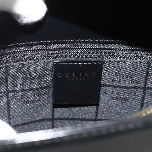 CELINE Shoulder Bag Patent leather Black Gold Auth 175204