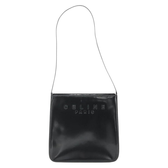 CELINE Shoulder Bag Patent leather Black Gold Auth 175204