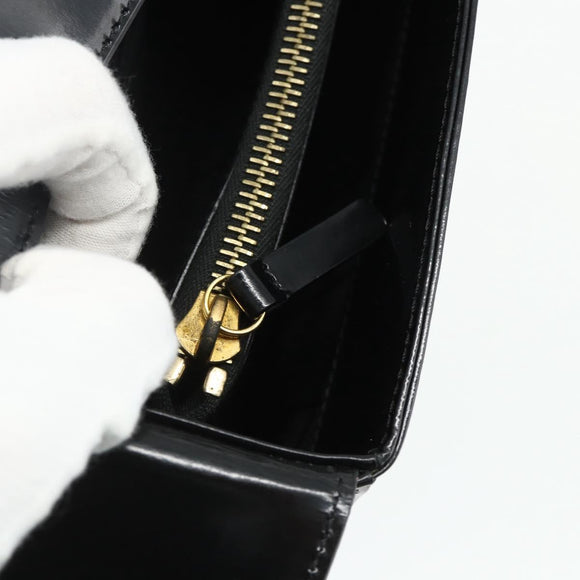 CELINE Shoulder Bag Patent leather Black Gold Auth 175204