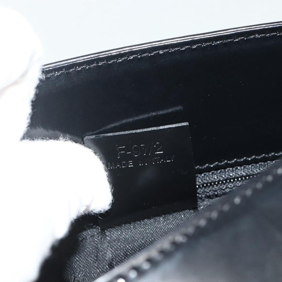 CELINE Shoulder Bag Patent leather Black Gold Auth 175204