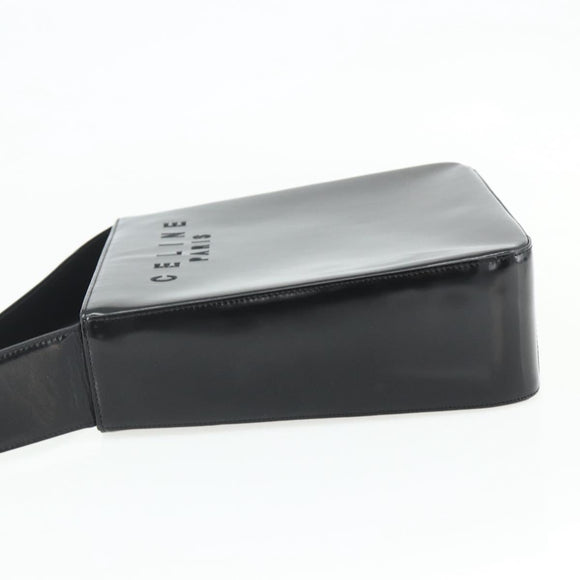 CELINE Shoulder Bag Patent leather Black Gold Auth 175204