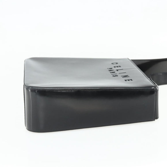 CELINE Shoulder Bag Patent leather Black Gold Auth 175204