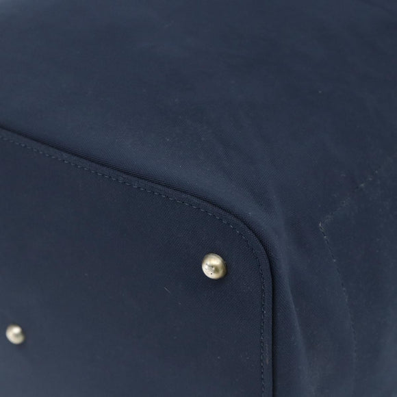 LOEWE Shoulder Bag Canvas Navy Silver Auth 175205