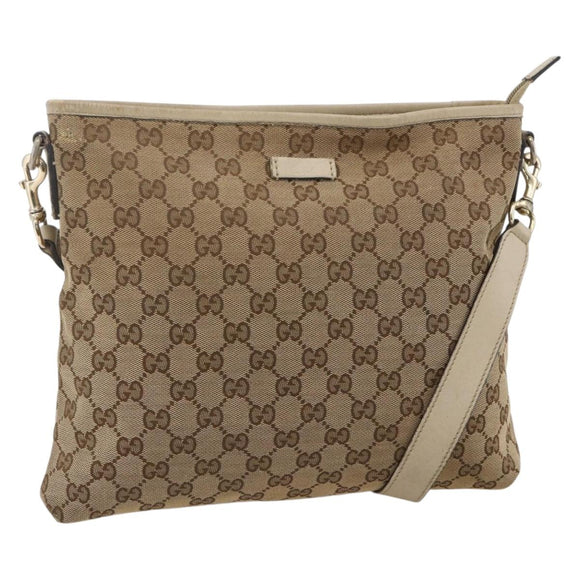 GUCCI GG Canvas Shoulder Bag Beige Gold 388924 Auth 175206