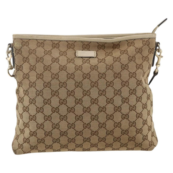 GUCCI GG Canvas Shoulder Bag Beige Gold 388924 Auth 175206