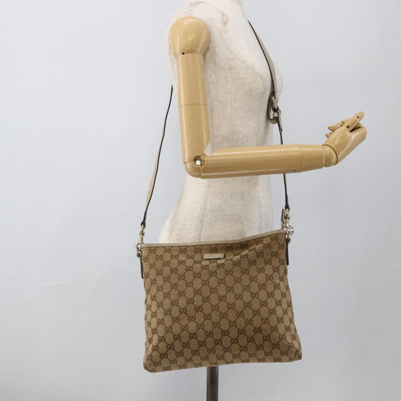 GUCCI GG Canvas Shoulder Bag Beige Gold 388924 Auth 175206