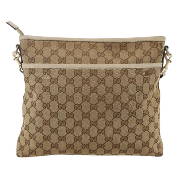 GUCCI GG Canvas Shoulder Bag Beige Gold 388924 Auth 175206