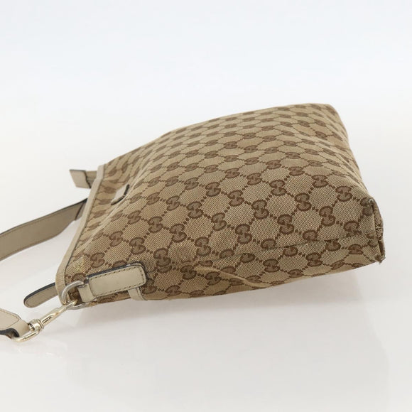 GUCCI GG Canvas Shoulder Bag Beige Gold 388924 Auth 175206