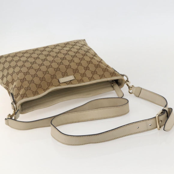 GUCCI GG Canvas Shoulder Bag Beige Gold 388924 Auth 175206