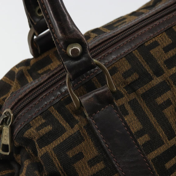 FENDI Zucca Canvas Hand Bag Black Brown Auth 175208