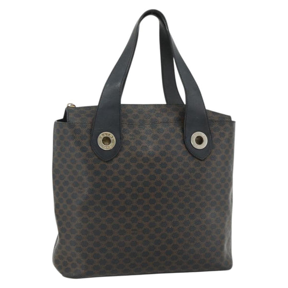 CELINE Macadam Canvas Hand Bag PVC Leather Black Gold Auth 175209