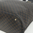 CELINE Macadam Canvas Hand Bag PVC Leather Black Gold Auth 175209-9