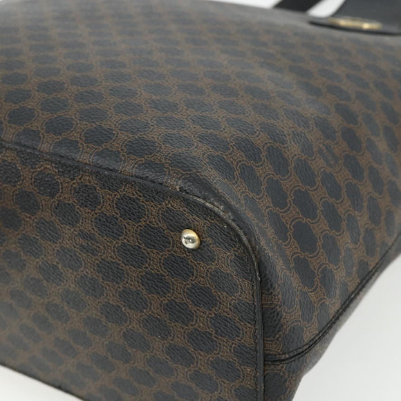 CELINE Macadam Canvas Hand Bag PVC Leather Black Gold Auth 175209