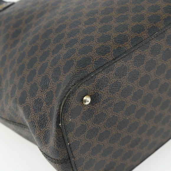 CELINE Macadam Canvas Hand Bag PVC Leather Black Gold Auth 175209