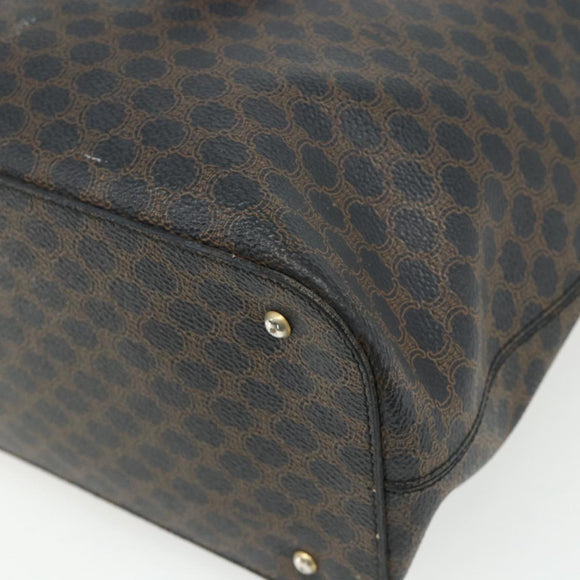 CELINE Macadam Canvas Hand Bag PVC Leather Black Gold Auth 175209