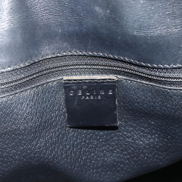 CELINE Macadam Canvas Hand Bag PVC Leather Black Gold Auth 175209