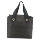 CELINE Macadam Canvas Hand Bag PVC Leather Black Gold Auth 175209-13