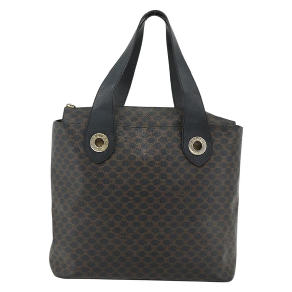 CELINE Macadam Canvas Hand Bag PVC Leather Black Gold Auth 175209
