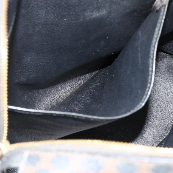 CELINE Macadam Canvas Hand Bag PVC Leather Black Gold Auth 175209