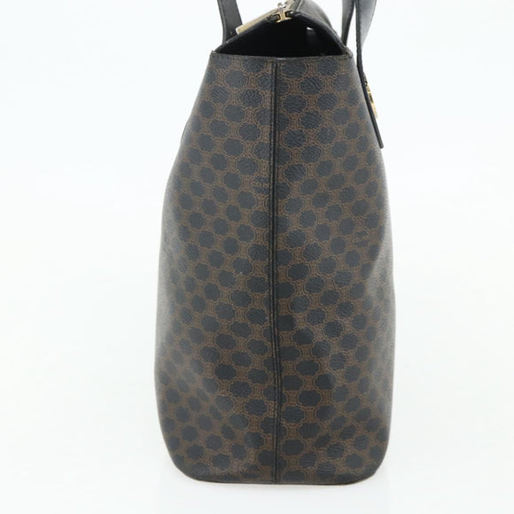 CELINE Macadam Canvas Hand Bag PVC Leather Black Gold Auth 175209