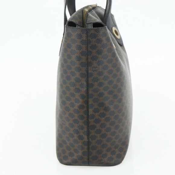 CELINE Macadam Canvas Hand Bag PVC Leather Black Gold Auth 175209