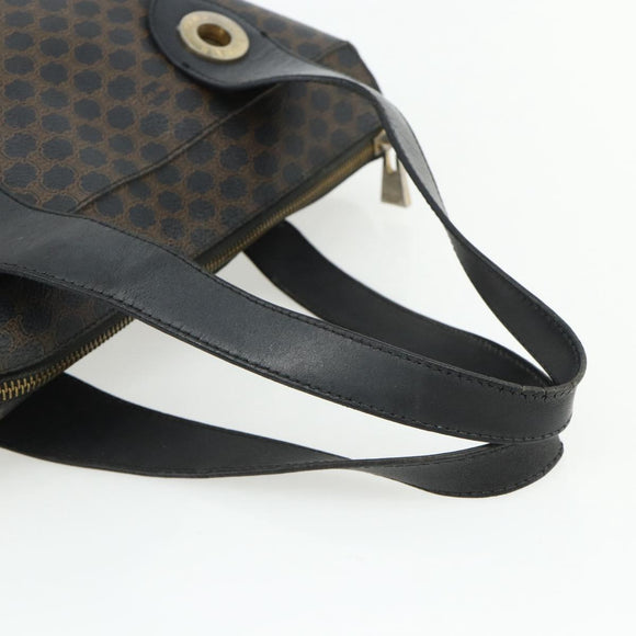 CELINE Macadam Canvas Hand Bag PVC Leather Black Gold Auth 175209