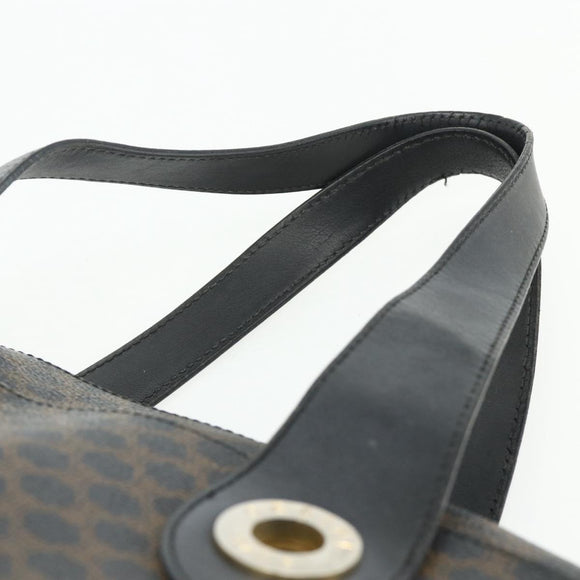 CELINE Macadam Canvas Hand Bag PVC Leather Black Gold Auth 175209