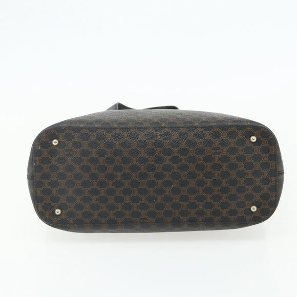 CELINE Macadam Canvas Hand Bag PVC Leather Black Gold Auth 175209