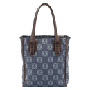 LOEWE Anagram Hand Bag Denim Blue Silver Auth 175210-2