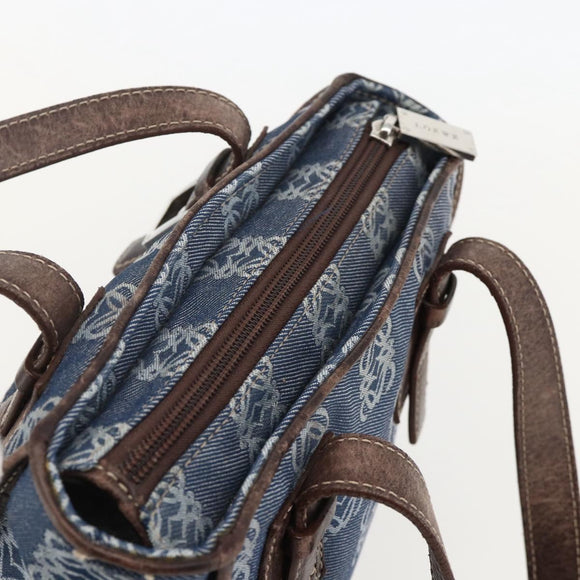 LOEWE Anagram Hand Bag Denim Blue Silver Auth 175210