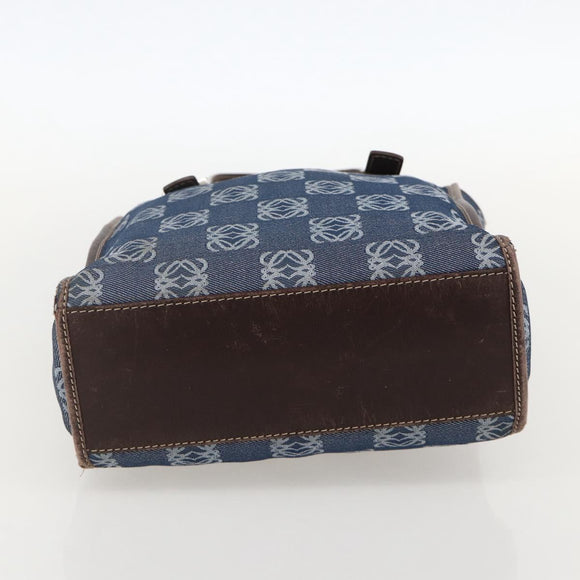 LOEWE Anagram Hand Bag Denim Blue Silver Auth 175210