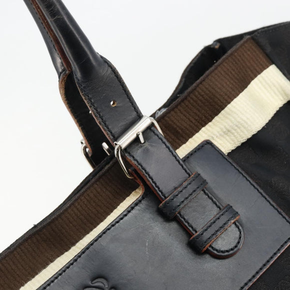 LOEWE Anagram Tote Bag Canvas Black Silver Auth 175211