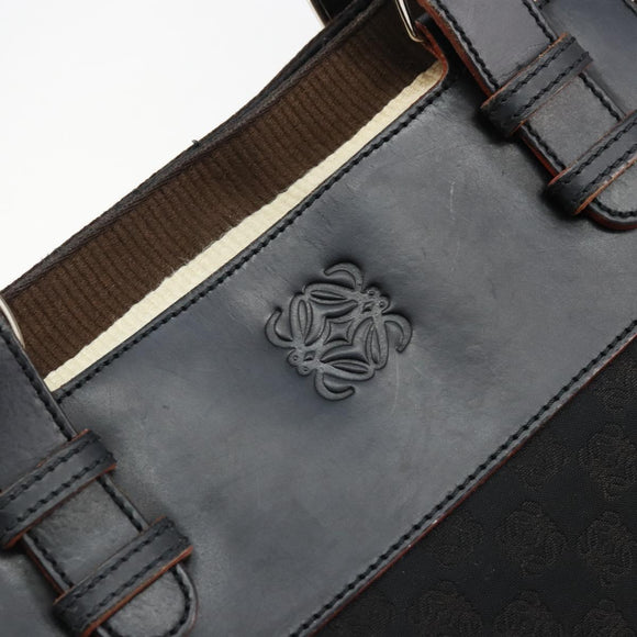 LOEWE Anagram Tote Bag Canvas Black Silver Auth 175211