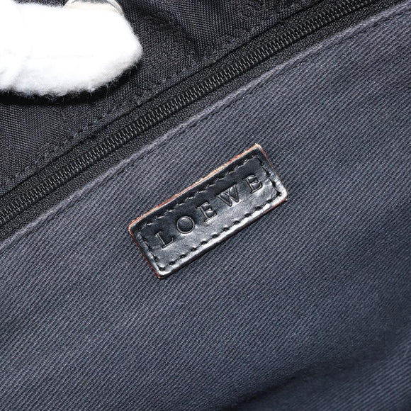 LOEWE Anagram Tote Bag Canvas Black Silver Auth 175211