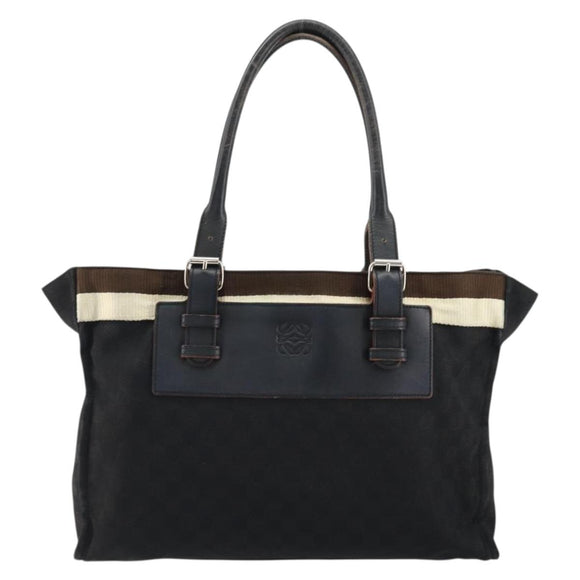 LOEWE Anagram Tote Bag Canvas Black Silver Auth 175211