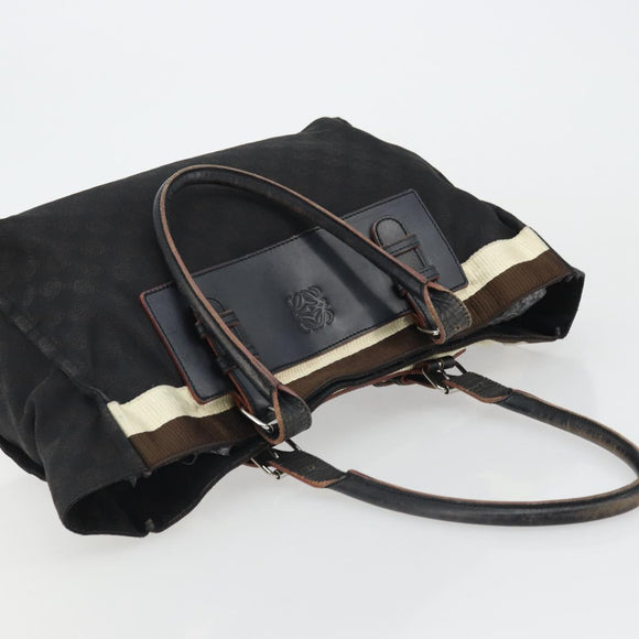 LOEWE Anagram Tote Bag Canvas Black Silver Auth 175211