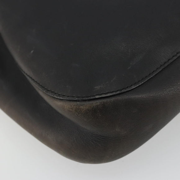 GUCCI Purse Shoulder Bag Leather Black Silver 001 3748 Auth 175212