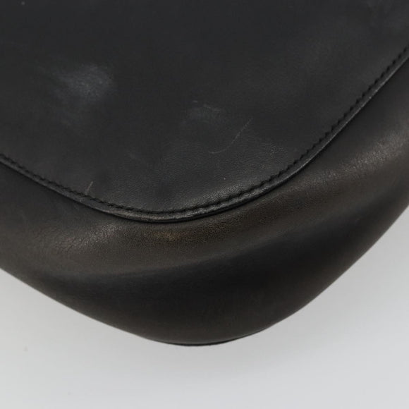 GUCCI Purse Shoulder Bag Leather Black Silver 001 3748 Auth 175212