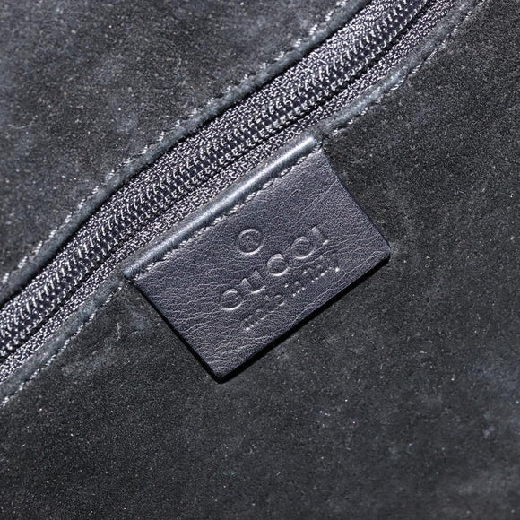 GUCCI Purse Shoulder Bag Leather Black Silver 001 3748 Auth 175212
