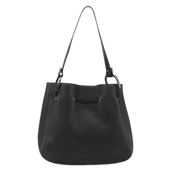 GUCCI Purse Shoulder Bag Leather Black Silver 001 3748 Auth 175212