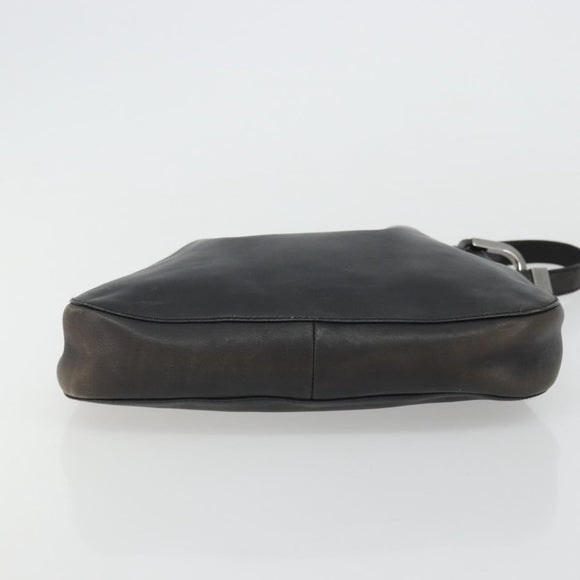 GUCCI Purse Shoulder Bag Leather Black Silver 001 3748 Auth 175212