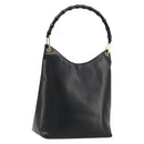 GUCCI Bamboo Shoulder Bag Leather Black Gold Auth 175213-1
