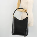 GUCCI Bamboo Shoulder Bag Leather Black Gold Auth 175213-22