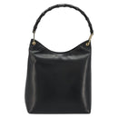 GUCCI Bamboo Shoulder Bag Leather Black Gold Auth 175213-2